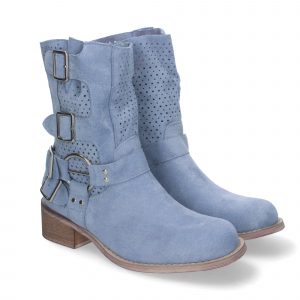 Botines de Mujer con Tacón Bajo y Adornos de Hebillas