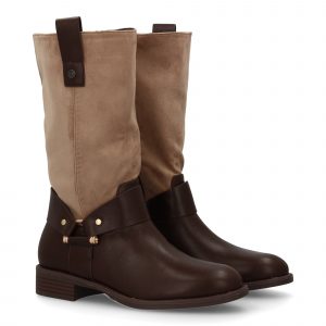 Bota plana mujer diseño doble tono