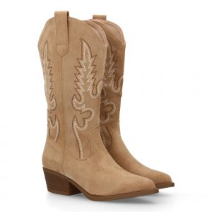 Botas de mujer estilo cowboy tacon bajo diseño caña bordada