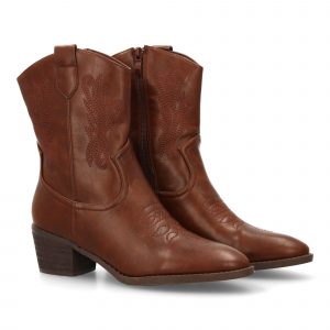 Botín cowboy mujer con bordados laterales