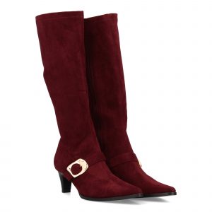 Bota alta con hebilla dorada para mujer