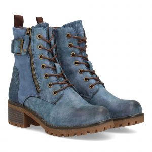 Botín mujer con cierre de cordones y hebilla