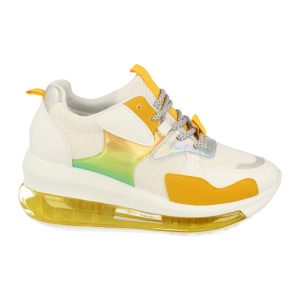 Sneakers de Cuña con Piso Transparente, Rejilla y Cordones